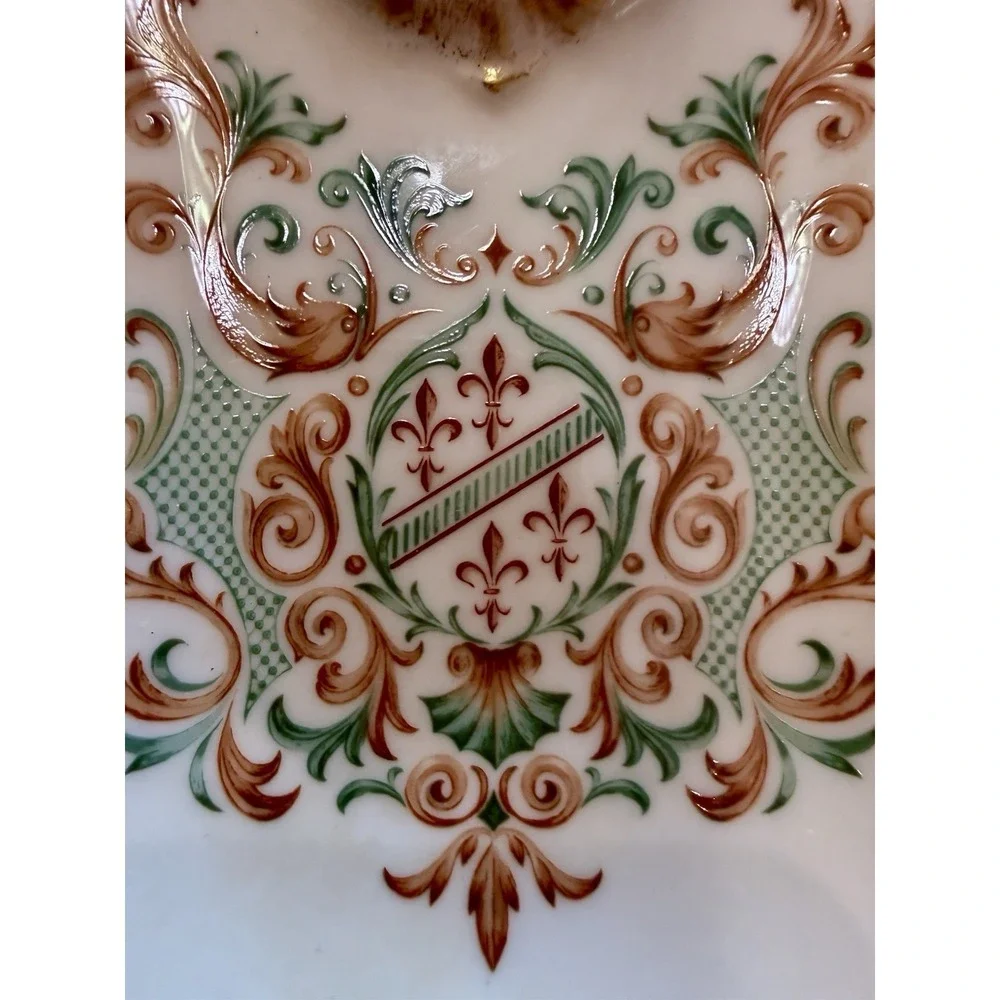 VTG Lenox USA Coat Of Arms Trinket Dish / Ashtray Fleur de Lis Gold Rim EUC
